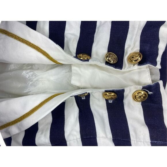 Componix Womens Crop Top Vintage 90's Collared Long Sleeve Stripe Blue Size 14 - Picture 6 of 8